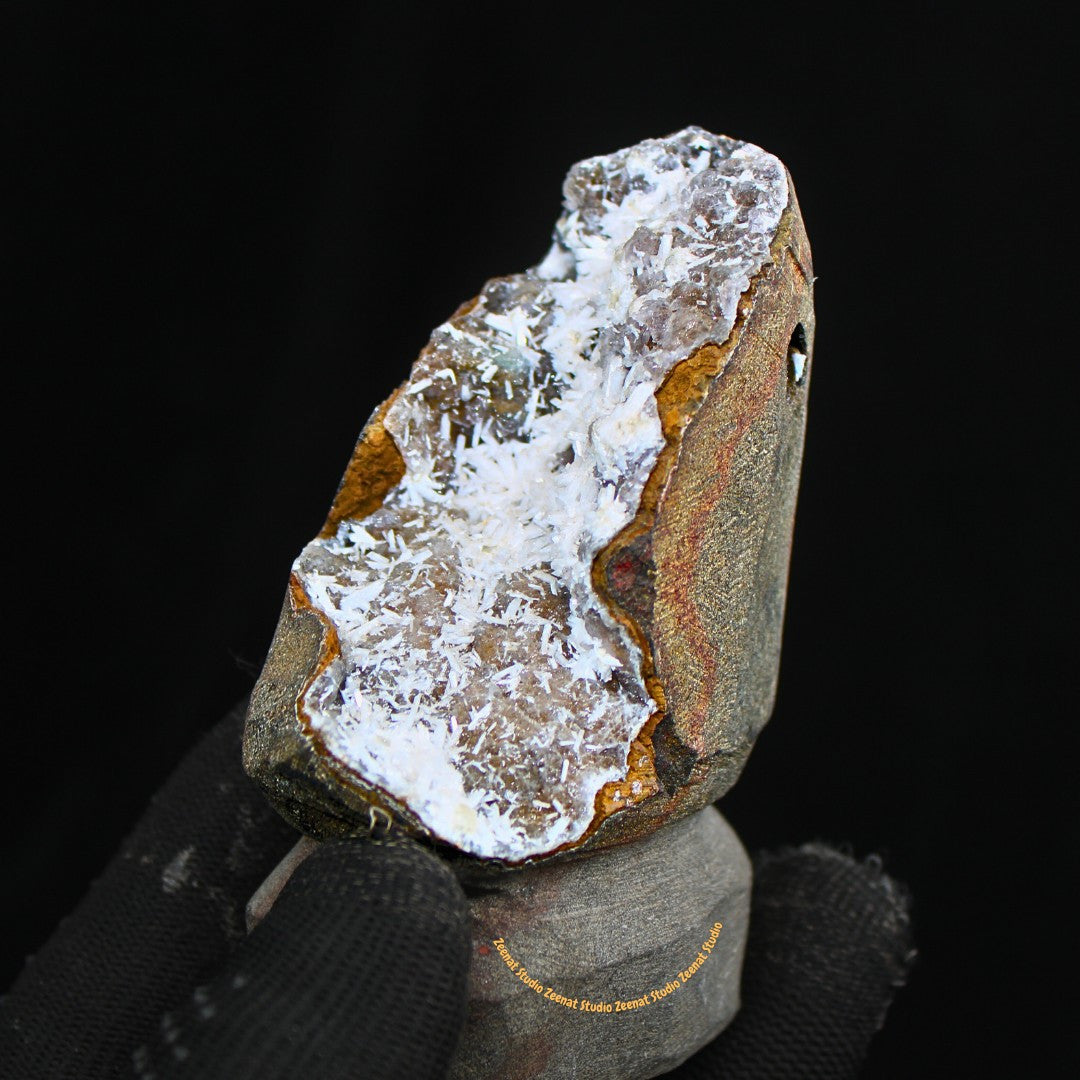 Rare 300g Scolecite Sprays in Heulandite Geode Mineral Specimen India