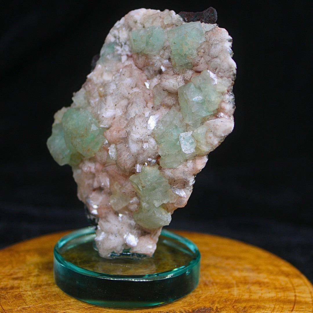 Green Apophyllite Cube on Stilbite 230g Natural Crystal Mineral Specimen India