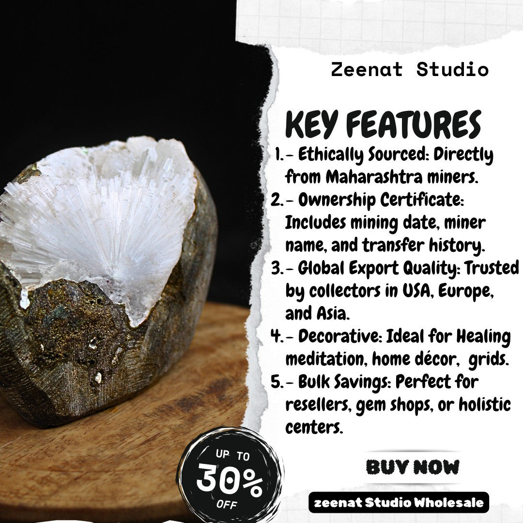 Apophyllite & Scolecite 270g Geode Spray Rare Mineral Specimen from India