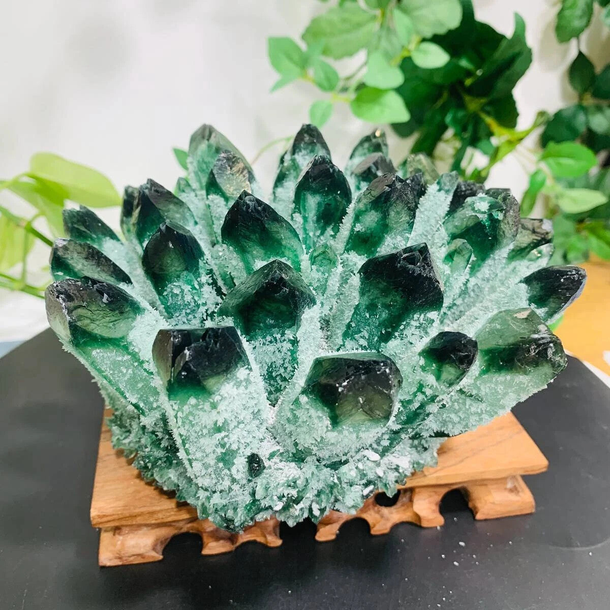 2025Rare Large Raw Green Ghost Crystal Cluster Natural Rough Geode Reiki Quartz