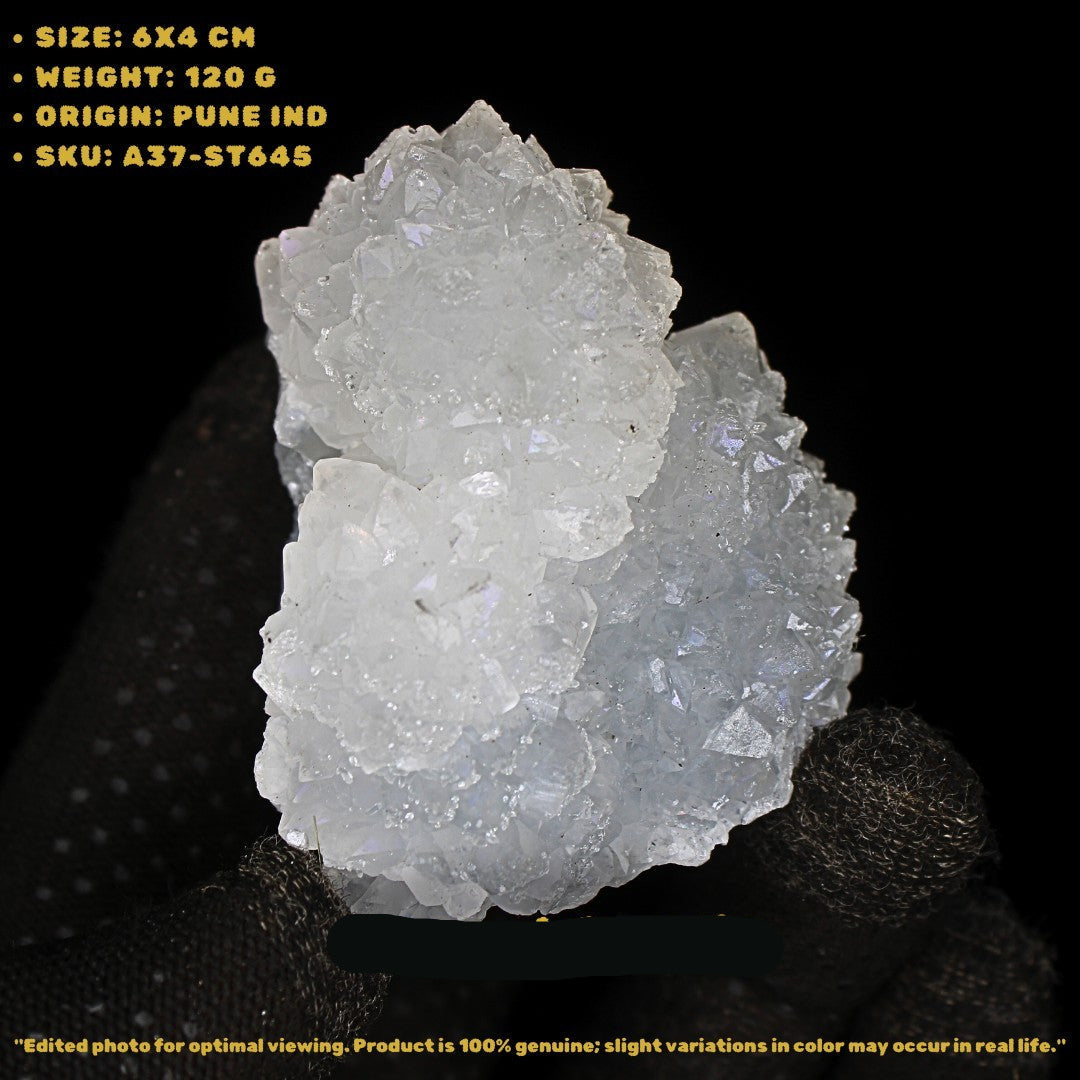 Natural Apophyllite Quartz Cluster 120g Raw Healing Crystal from India