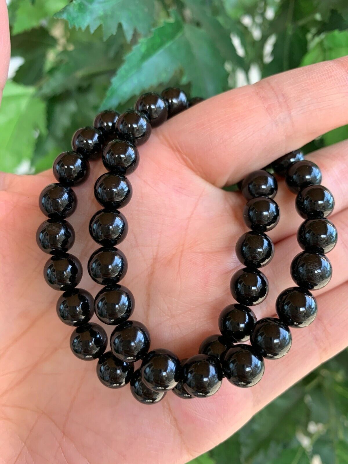 Grade A++ Black Tourmaline Crystal Bead Bracelet 8mm, Genuine Gemstone Bracelet