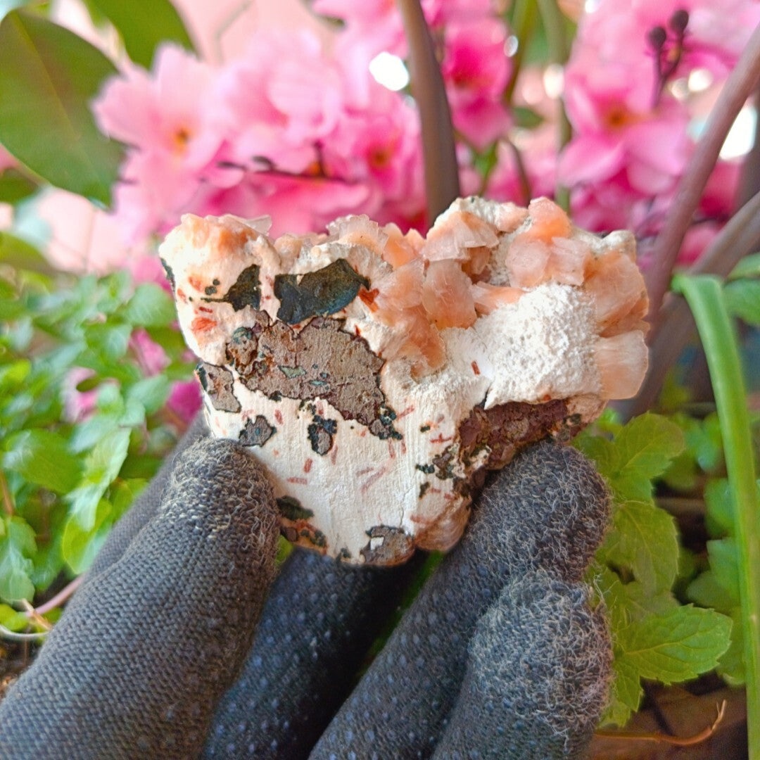 Orange Stilbite & Heulandite Crystal Cluster | Reiki & Chakra Healing 120g
