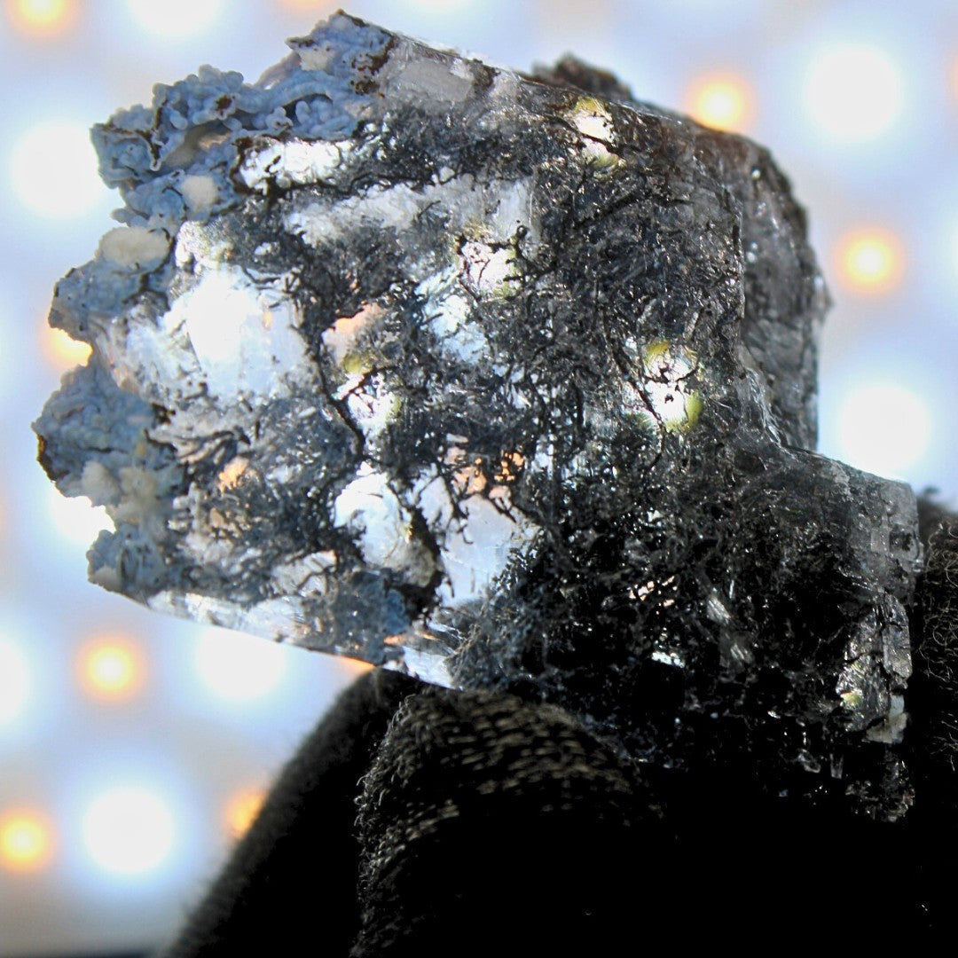 Calcite Black Rutile Inclusions 45g Rare Mineral Specimen India 6x4.5cm