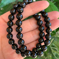 Grade A++ Black Tourmaline Crystal Bead Bracelet 8mm, Genuine Gemstone Bracelet