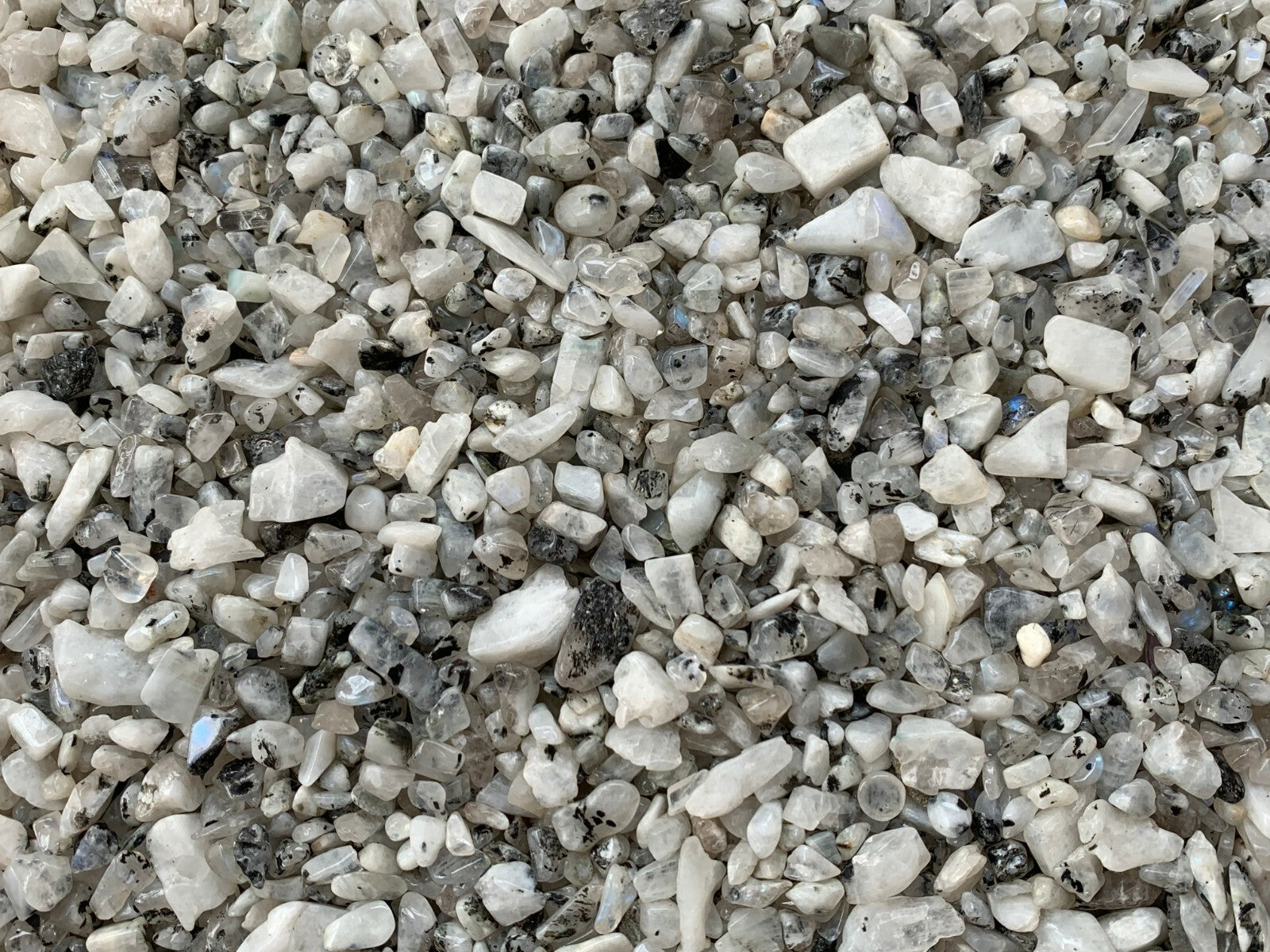 Moonstone Rainbow Semi Tumbled Gemstone Mini Chips 5-15 mm, Wholesale Bulk Lot