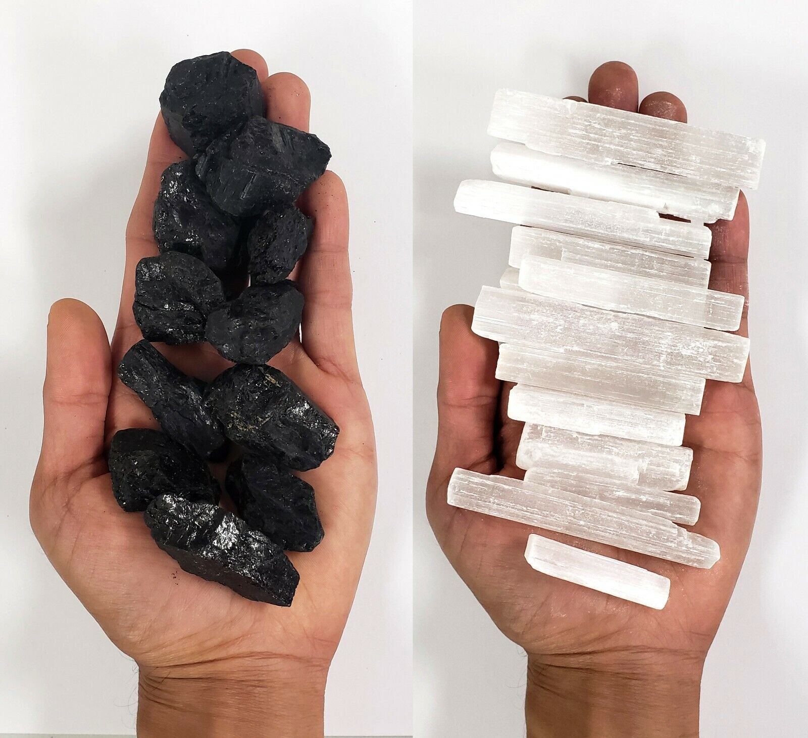 Black Tourmaline & Selenite Sticks Bulk - Combo Bulk Crystals - Natural Stones
