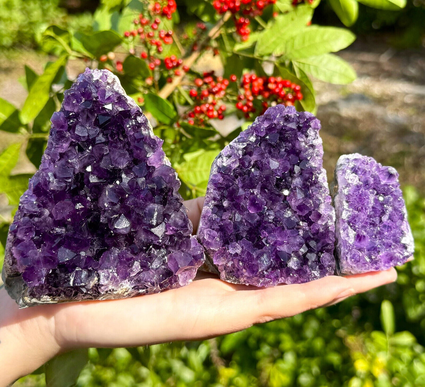 Stunning LARGE Amethyst Cut Base Cluster, Crystal Quartz Geode 8 - 11 oz