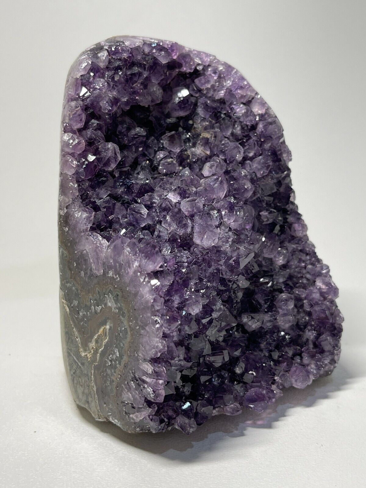 Finely Polished Uruguay Deep Purple Amethyst Cluster Crystal Geode, Pick a Size