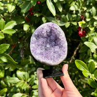 Amethyst Crystal Geodes On Metal Stands - Natural Amethyst Cluster Specimens