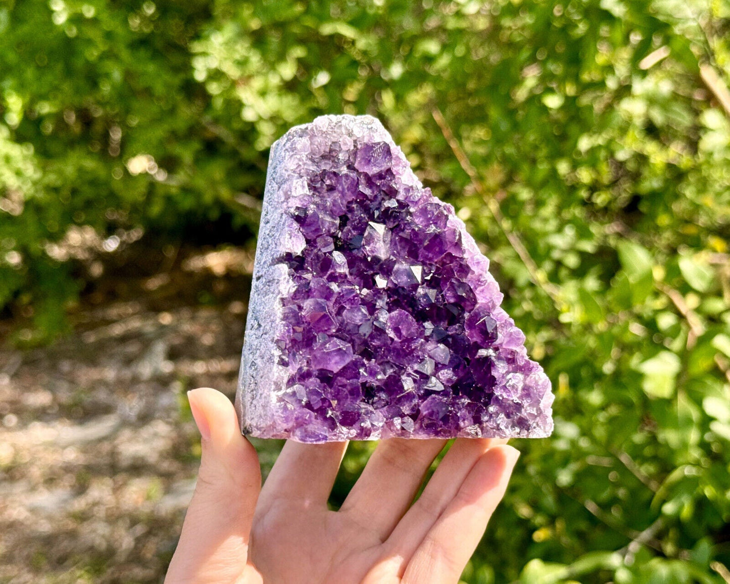 Stunning LARGE Amethyst Cut Base Cluster, Crystal Quartz Geode 8 - 11 oz