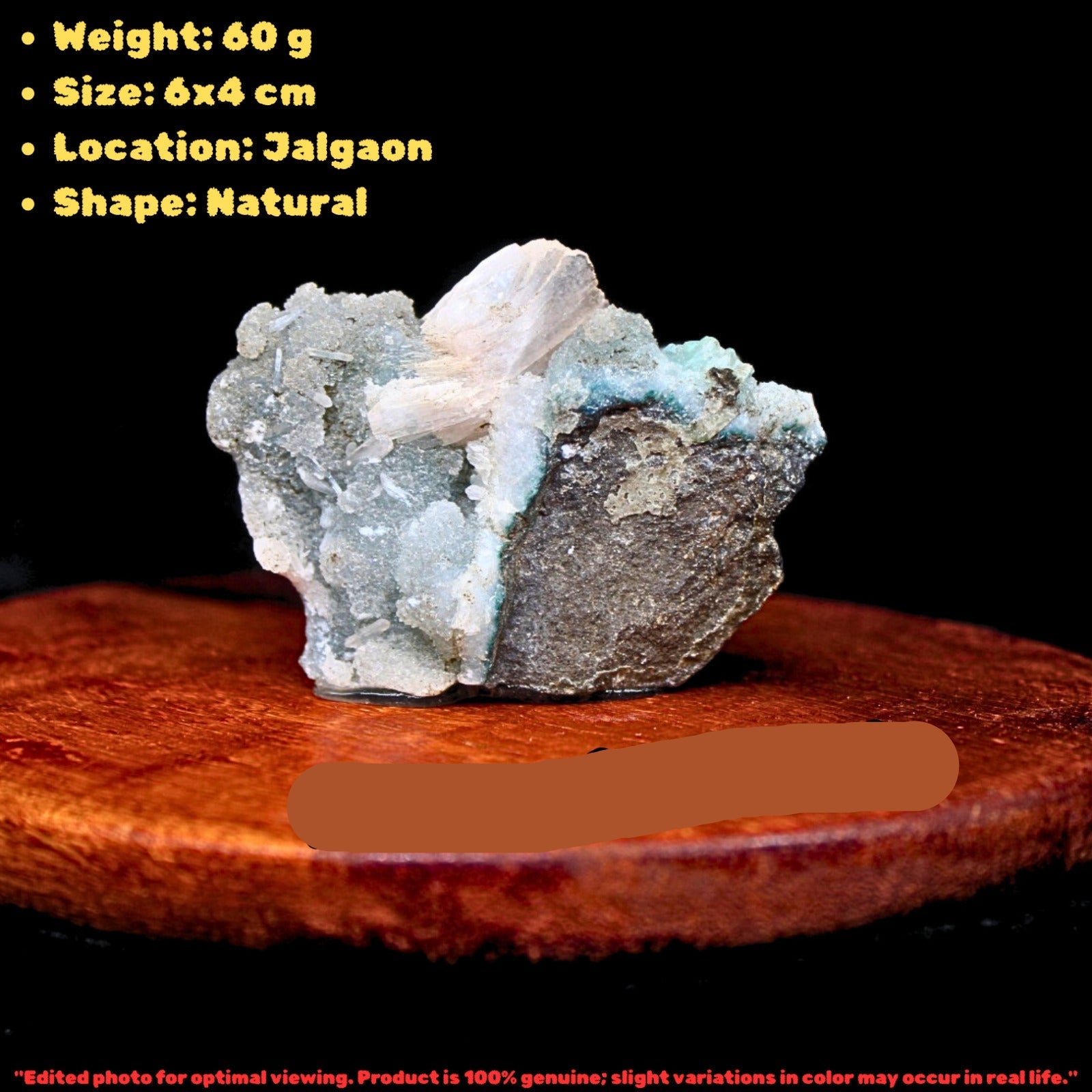 Green Chalcedony & Stilbite Crystal 60g | Calm Energy, Healing Stone 6x4 cm