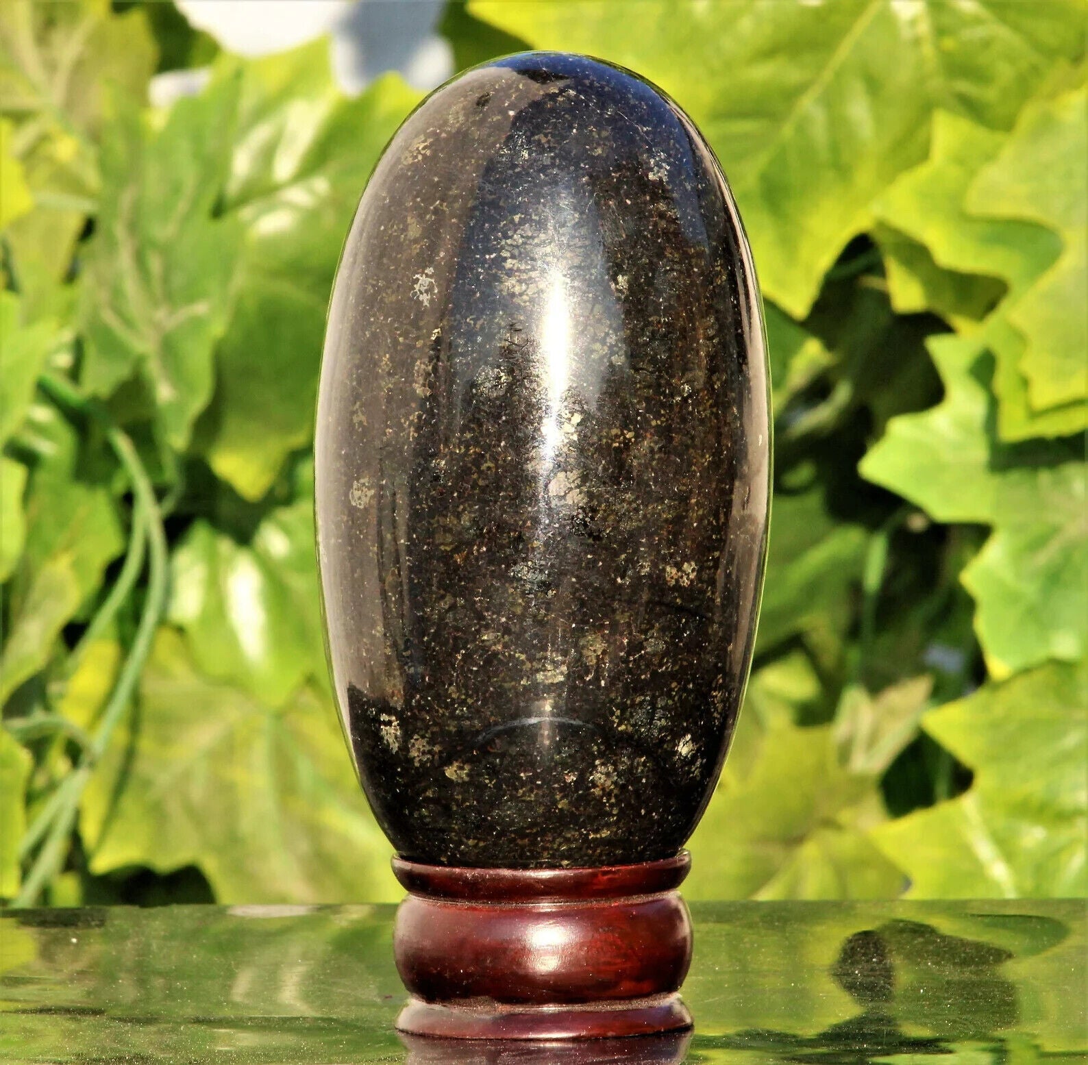 155MM Black Nuummite Crystal Healing Energy Reiki Aura Metaphysical Stone Lingam
