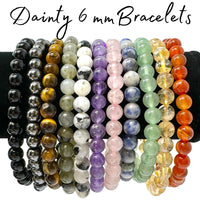 6 mm Bead Gemstone Bracelets BUY 3 GET 1 FREE - Dainty Stretch Crystal Bracelets