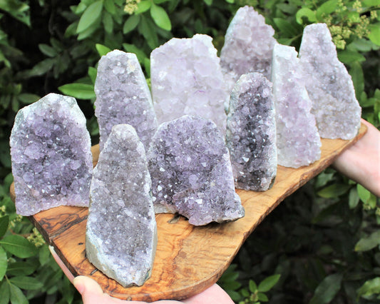 CRAZY CHEAP Gray Lavender Amethyst Cut Base Crystal Geodes - Closeout Amethyst