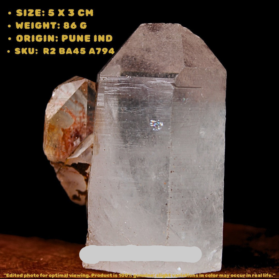 Phantom Quartz Crystal 86g 5x3 cm Raw Natural Healing Stone from India