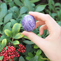 Lepidolite Palm Stone, Hand Polished Lepidolite Pebble (Third Eye Chakra)