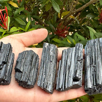 5 pcs Set Shiny Black Tourmaline Log, Grade A++ Natural Black Tourmaline Rod