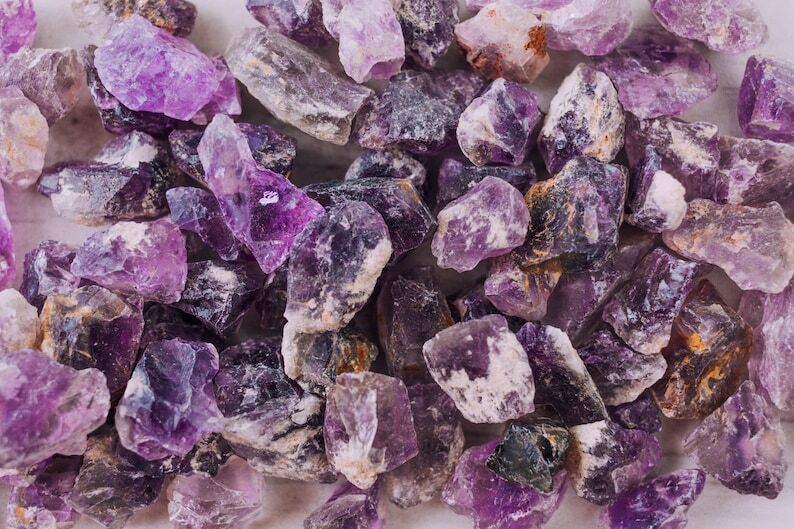 Raw Amethyst Crystal Chunks - Bulk Natural Amethyst Rough Stones from Brazil