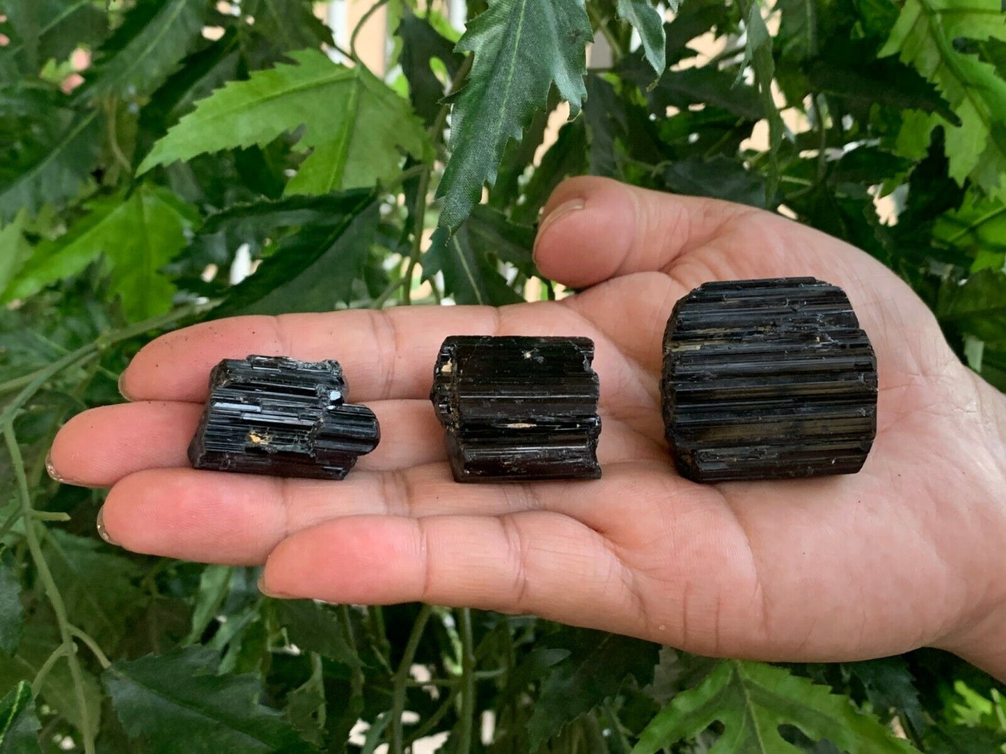 Grade A++ Shiny Black Tourmaline Stone, 0.85-1.25" Natural Black Tourmaline