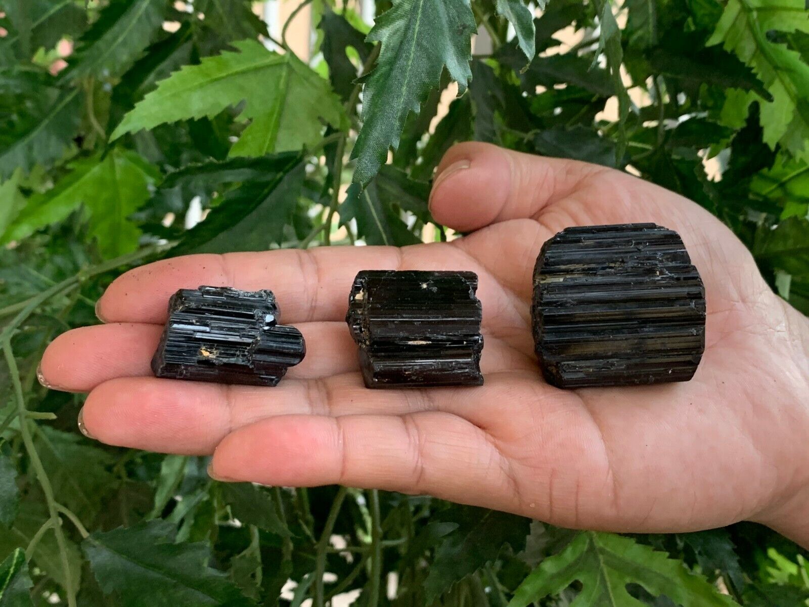 Grade A++ Shiny Black Tourmaline Stone, 0.85-1.25" Natural Black Tourmaline