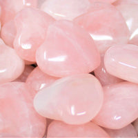Rose Quartz Heart: Bulk 10 Piece Lot (Pocket Size 1" Puffed, Pink) Wholesale