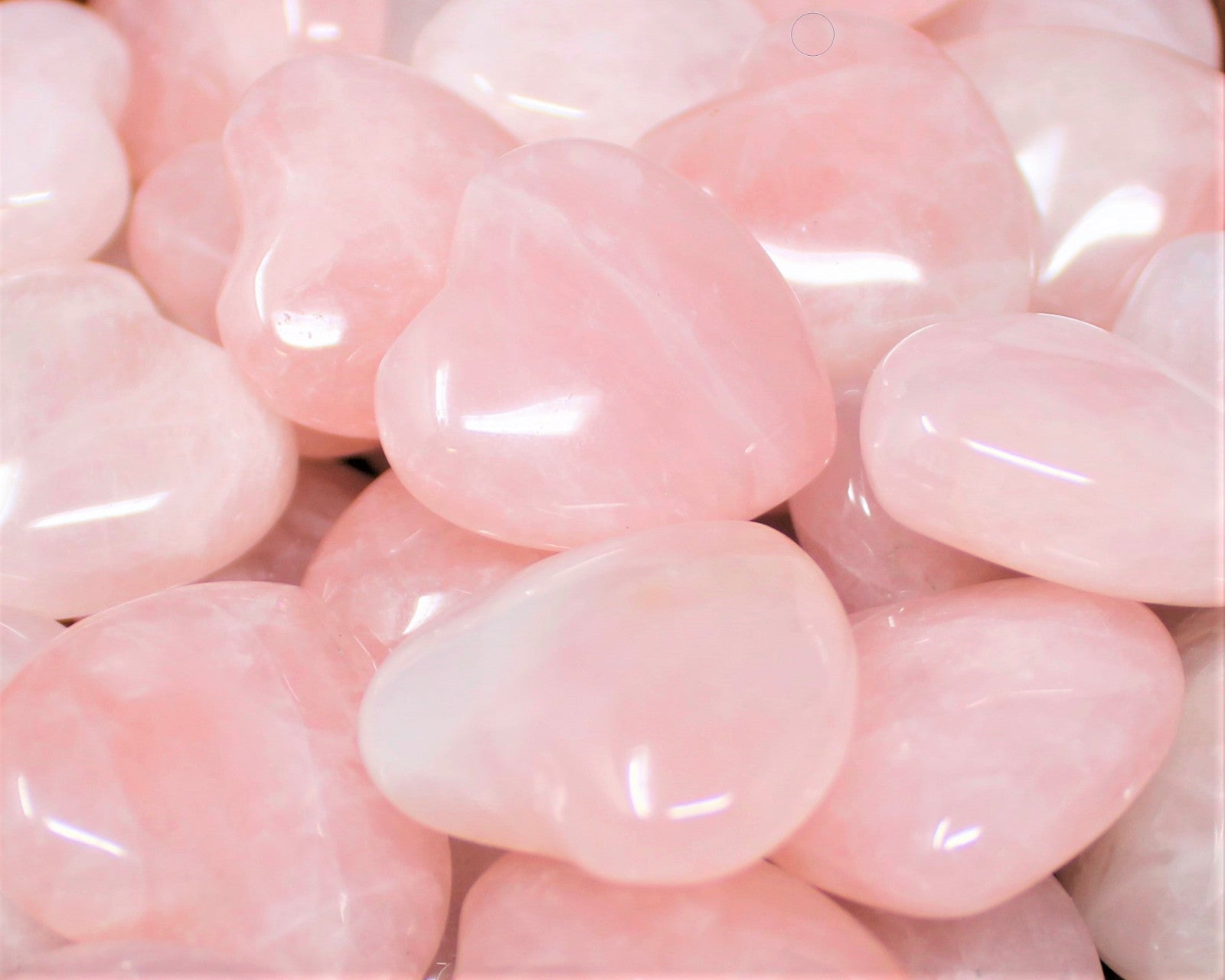 Rose Quartz Heart: Bulk 10 Piece Lot (Pocket Size 1" Puffed, Pink) Wholesale