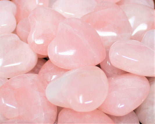Rose Quartz Heart: Bulk 10 Piece Lot (Pocket Size 1" Puffed, Pink) Wholesale