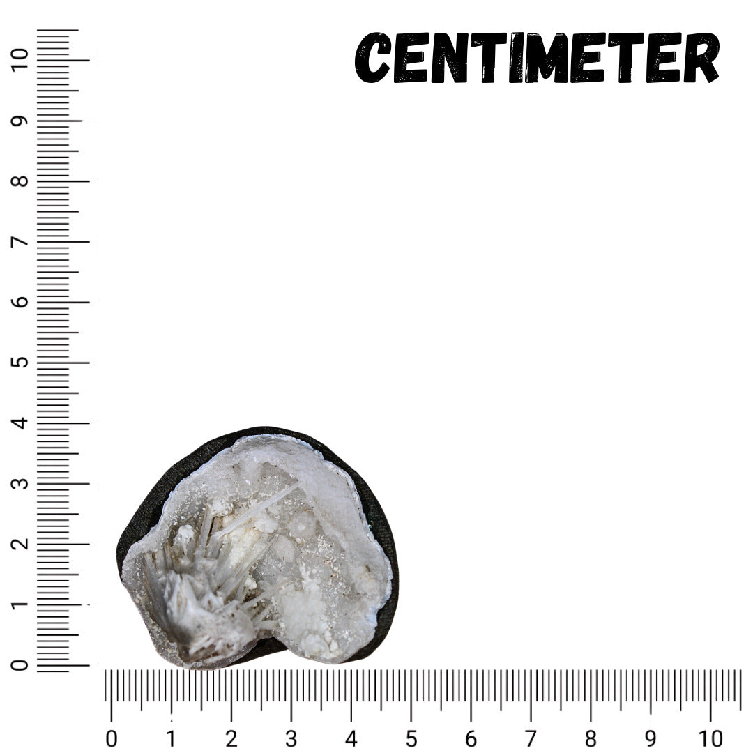 100g Scolecite Spray on MM Quartz Geode Rare Mineral Specimen India