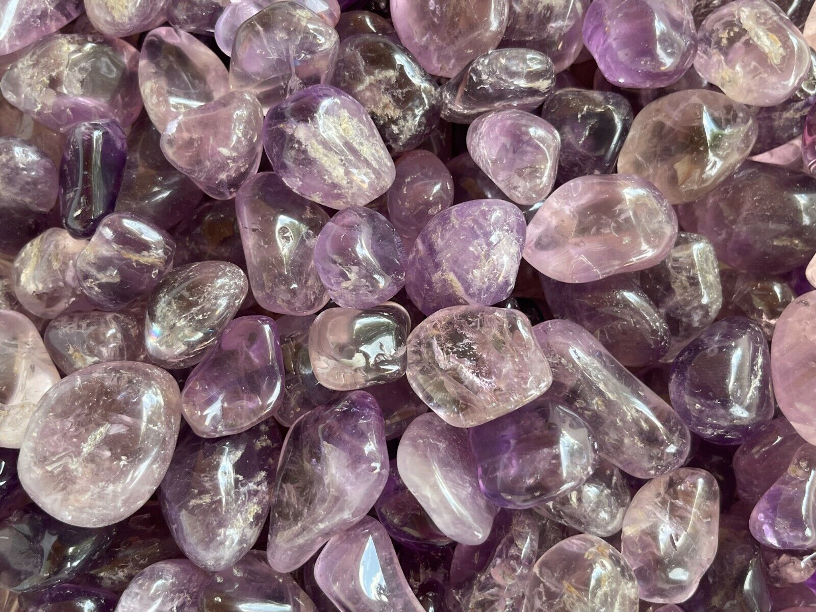 Grade A++ Amethyst Tumbled Stones, 0.75"-1.25" Amethyst Polished Stone, Bulk Lot
