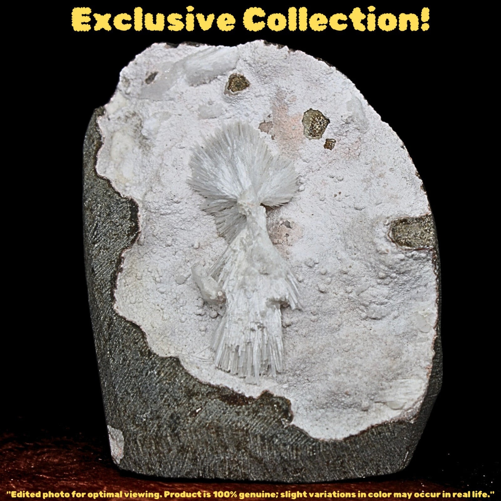 196g Mordenite Scolecite Geode Rare Crystal Needle Cluster from India