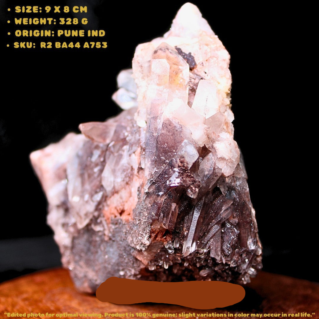 Red Phantom Quartz Crystal 328g 9x8 cm Raw Collector Mineral Cluster from India