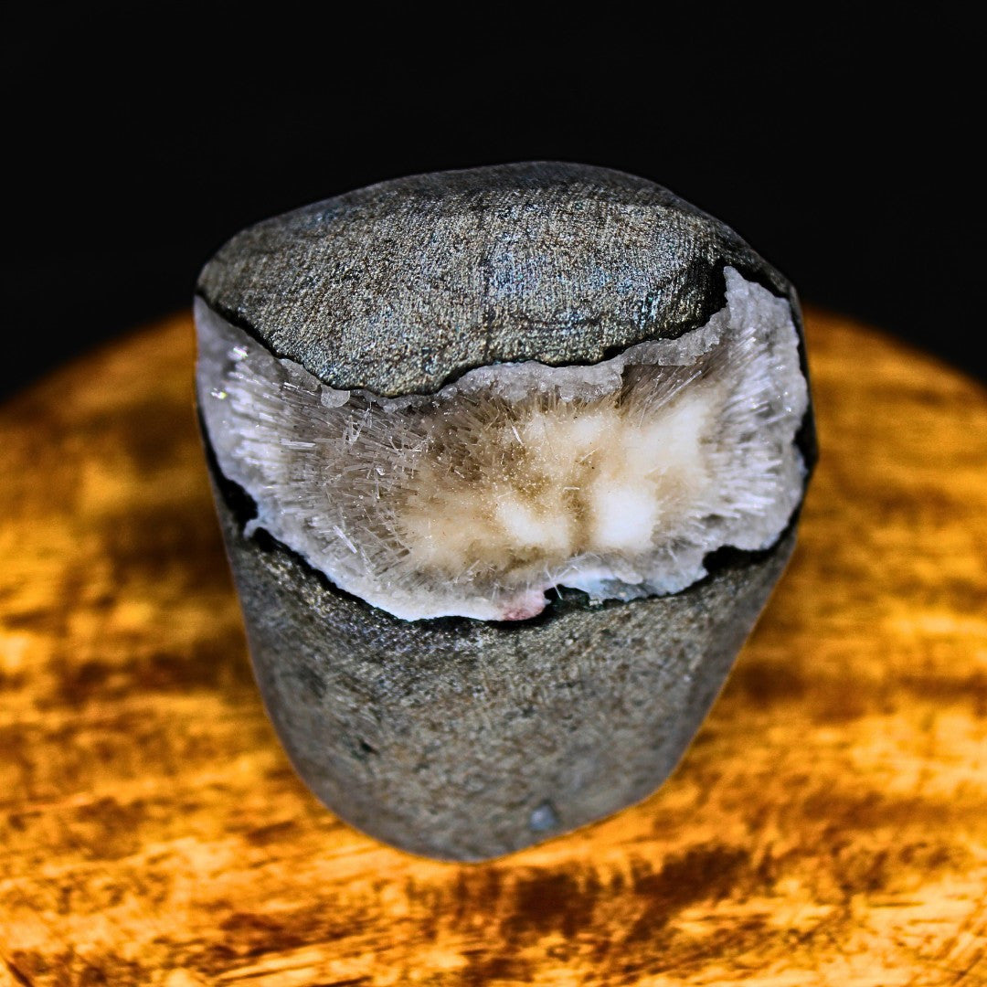 Quartz Geode with Scolecite Crystal Cluster 210g Healing Stone India