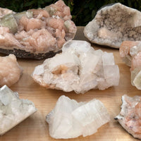 Apophyllite & Stilbite Crystal Cluster 3-8", Apophyllite Cluster with Inclusions