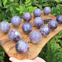 Lepidolite Crystal Sphere LARGE 2" Sphere + Stand (AA Quality Lepidolite Sphere)