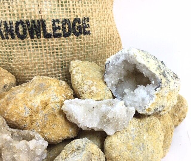 40 Break Your Own Geodes Quartz Crystals Druzy Bulk Pack - Whole Moroccan 1.5