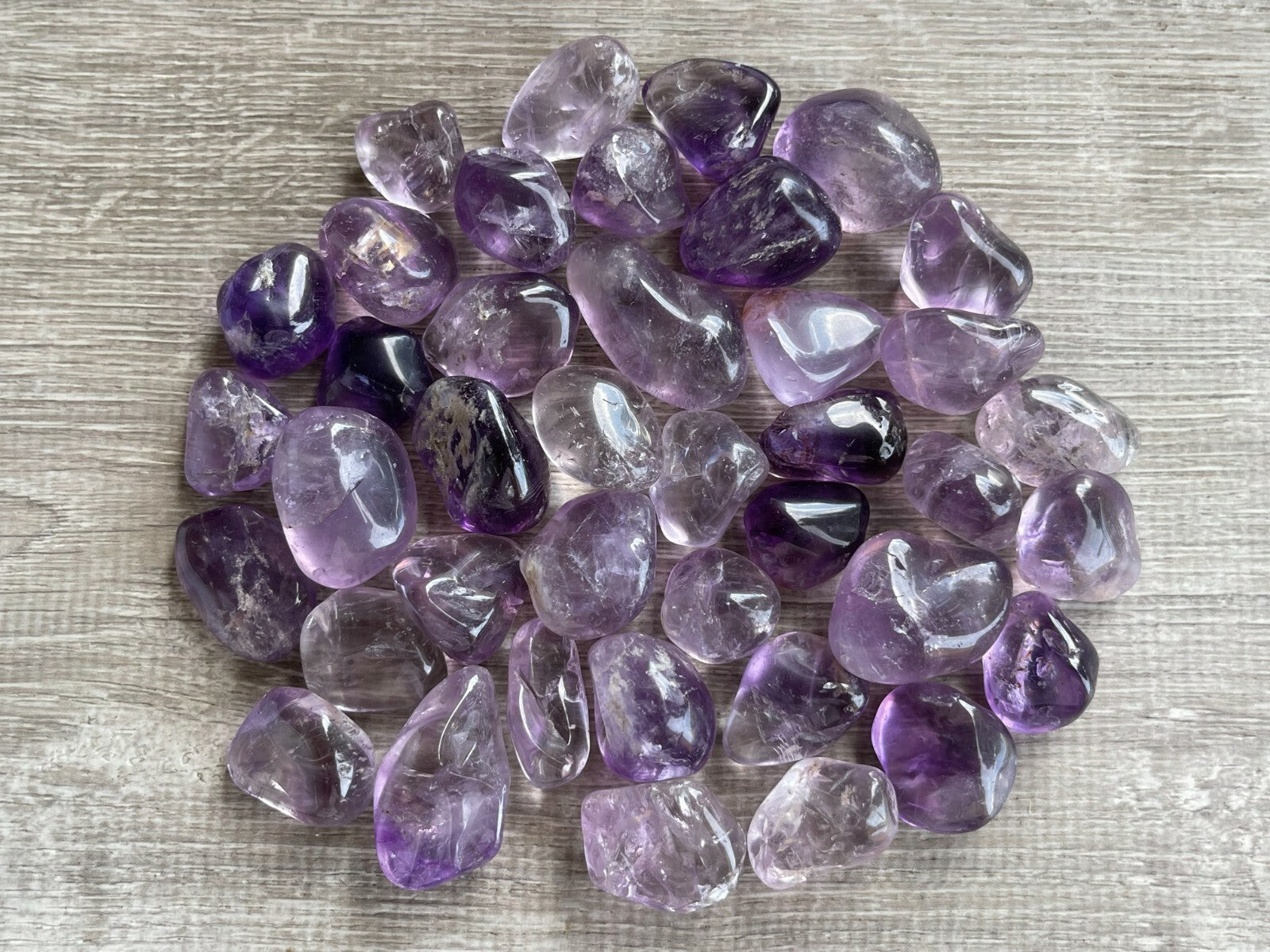 Grade A++ Amethyst Tumbled Stones, 0.75"-1.25" Amethyst Polished Stone, Bulk Lot