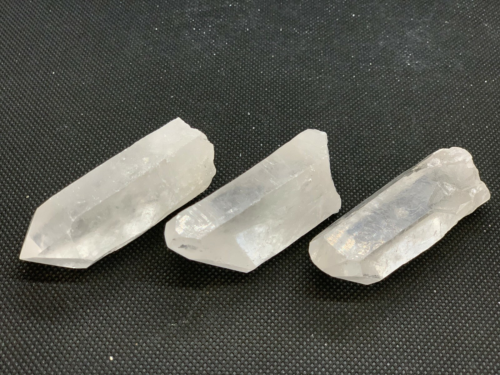 Set of 3 Extra Large Natural Clear Quartz Points, 2 to 3.5 Inches Clear Quartz