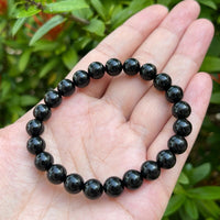 Grade A++  Black Obsidian Bead Bracelet 8mm, Genuine Obsidian Gemstone Bracelet