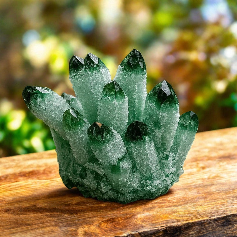 2025Rare Large Raw Green Ghost Crystal Cluster Natural Rough Geode Reiki Quartz