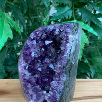 Finely Polished Uruguay Deep Purple Amethyst Cluster Crystal Geode, Pick a Size
