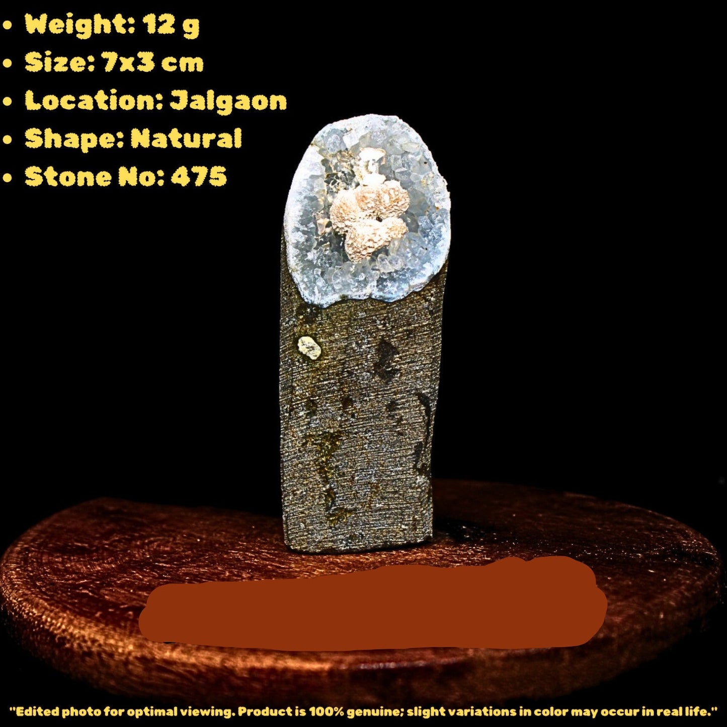 Natural MM Quartz Mordenite Geode 12g – Reiki Chakra Energy Healing Stone