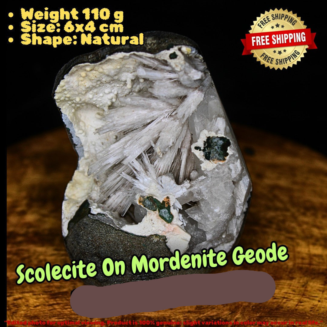Scolecite Geode 110g Reiki Healing Crystal for Sleep Peace Meditation