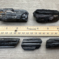 5 pcs Set Shiny Black Tourmaline Log, Grade A++ Natural Black Tourmaline Rod