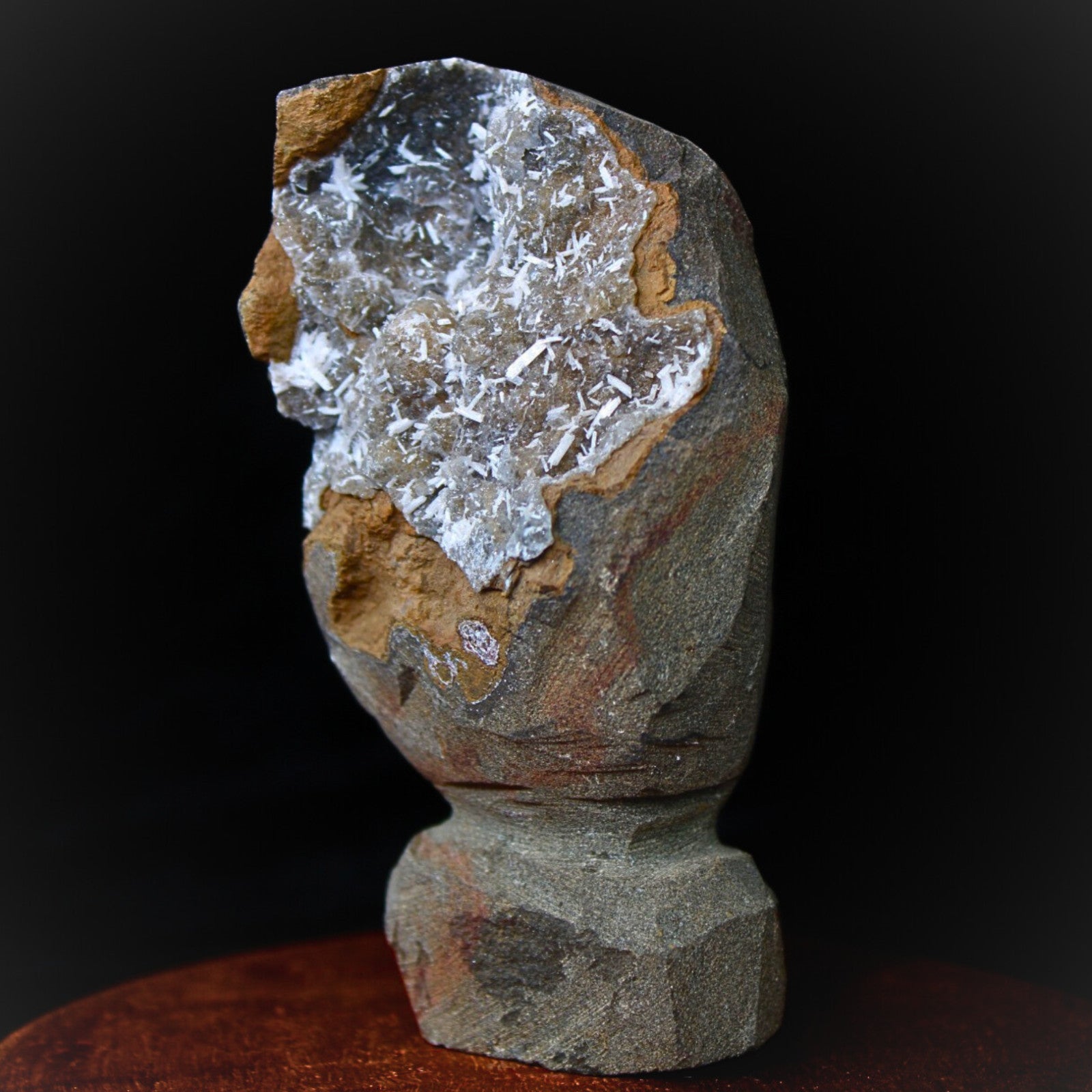 Natural Scolecite Geode Chalcedony Cluster High Healing Crystal Stone 230g