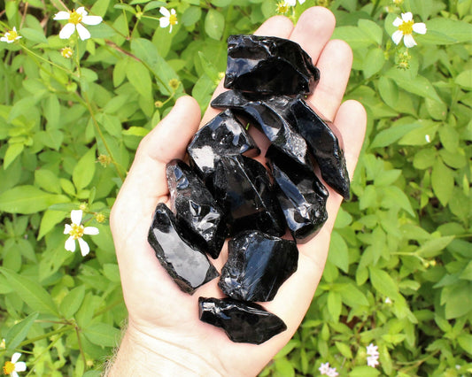 Raw Natural Black Obsidian Crystals: Choose How Many Pieces - Rough Obsidian