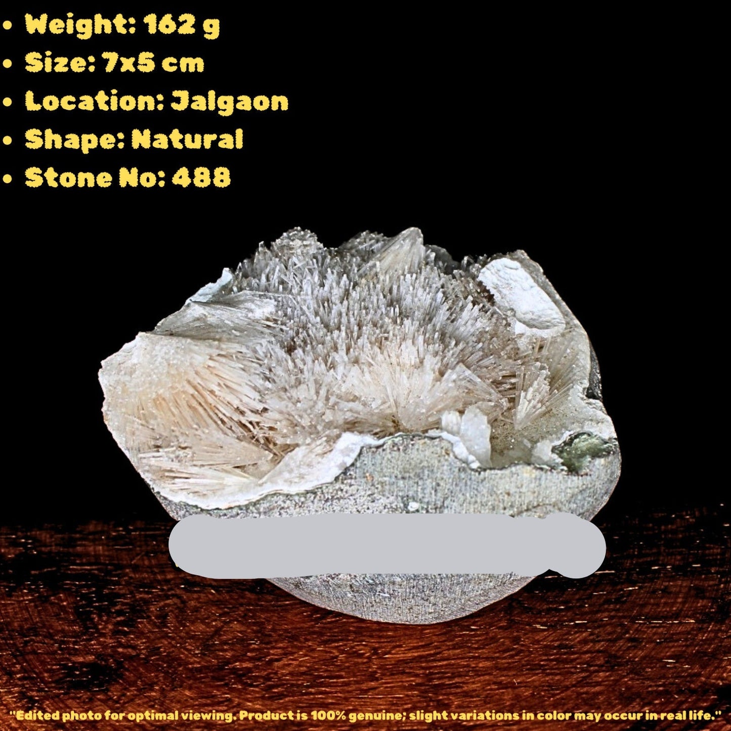 162g Scolecite Geode Natural Radiating Crystal Mineral Specimen India