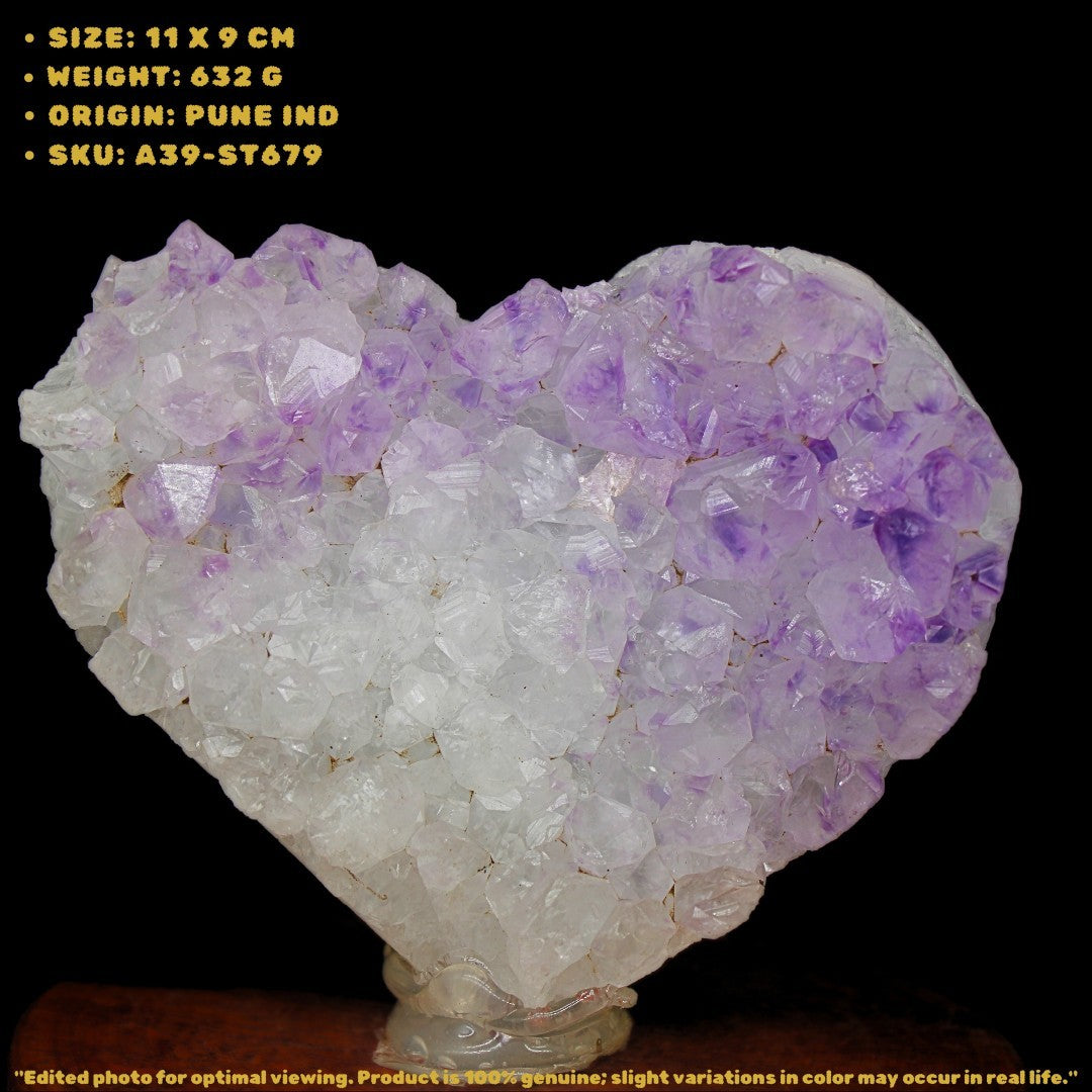 Heart Amethyst Crystal 632g Rare Collector Display Stone from Brazil