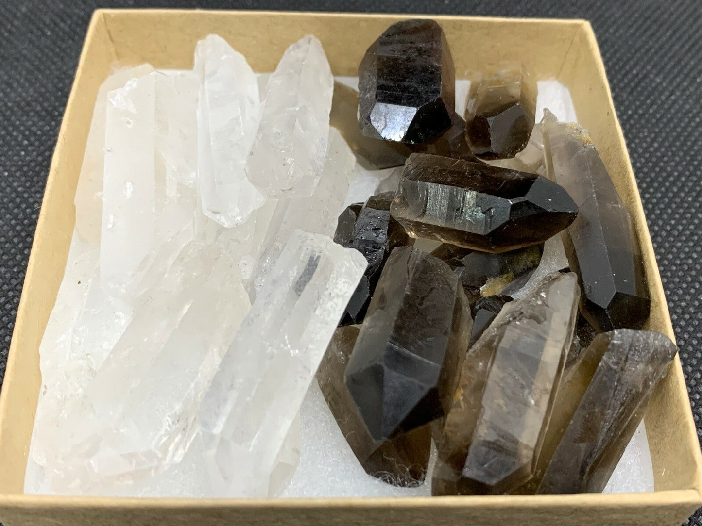 Clear Quartz and Smoky Quartz Point Collection,Grade A+1/2 Lb Box Natural Point