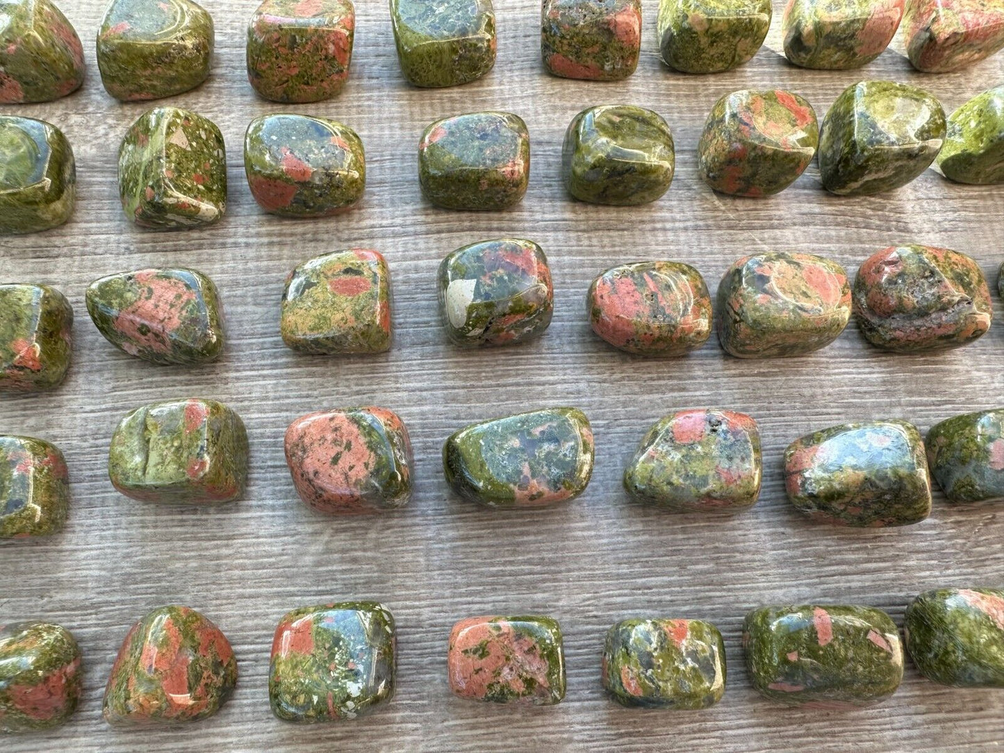 Grade A++ Unakite Tumbled Stones, 0.75-1" Tumbled Unakite Stone, Wholesale Bulk